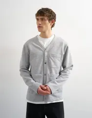 トップマン メンズ アウター パーカー・スウェット オーバーサイズフィット カーディガン ジャージー Topman oversized fit jersey cardigan Gray Heatherのサムネイル