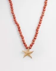 アクセサライズ レディース アクセサリー ピアス・イヤリング レース Accessorize chunky beaded starfish necklace RED レッドのサムネイル