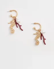 アクセサライズ レディース アクセサリー ピアス・イヤリング Accessorize sophie seahorse charm hoop drop earrings tone GOLD ゴールドのサムネイル