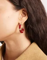 アクセサライズ レディース アクセサリー ピアス・イヤリング Accessorizenamel beaded hoop earrings RED レッドのサムネイル