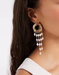 アクセサライズ レディース アクセサリー ピアス・イヤリング Accessorize whirlpool faux pearl tassel drop earrings tone GOLD ゴールドのサムネイル