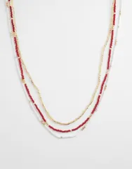 アクセサライズ レディース アクセサリー ネックレス・チョーカー・ペンダントトップ レース Accessorize skinny beaded necklace RED レッドのサムネイル