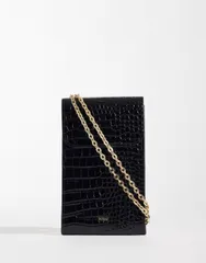 マンゴ レディース バッグ プリント Mango crossbody phone pouch croc print Black ブラック