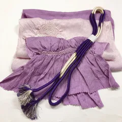 ［7397］帯締め 帯揚げ セット 草花亀甲文様 絞り ぼかし 正絹 着物 帯絞め