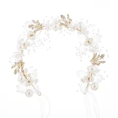 新品 SZSL 髪飾り カチューシャ 女の子 ヘッドドレス ヘアアクセサリー 女の子 花嫁 花冠 パール ウェディング パーティー 発表会 入学式 卒業式 白色