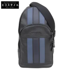 COACH コーチ レザー ボディバッグ メンズ ブラック×ブルー F49318