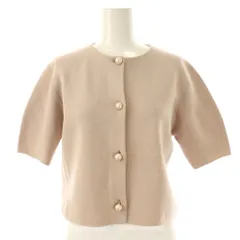 アベニールエトワール Aveniretoile ミラノリブパールボタン五分袖ニットジャケット カーディガン 32 ピンクベージュ /NR ■OS