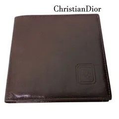 クリスチャンディオール　ChristianDior　レザーバーガンディーカラー　CDロゴ　2つ折り財布　【コインケースありません】