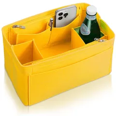 バックインバック ポーチ メンズ 軽量 インナーバッグ フェルト レディース ファスナーポケット付 収納のプロ監修 幅広タイプ (イエロー) バッグインバッグ Annekor