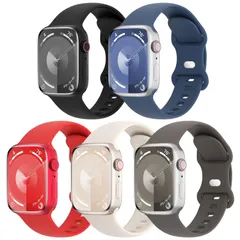 バンド コンパチブル Apple Watch バンド 38mm アップルウォッチ 40mm 41mm 42mm 44mm 45mm 46mm 49mm スポーツストラップ 交換ベルト 柔らかいシリコン素材 5本セット 通気性 防水性 に対応 iWatch Se