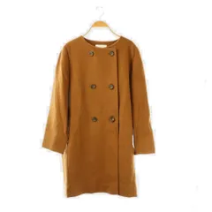 イネド INED カシミヤ ダブル ノーカラーコート アウター 9 ブラウン /DF ■OS