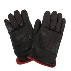 フルラ FURLA 手袋 グローブ 五本指 レザー 無地 茶 ブラウン 赤 レッド