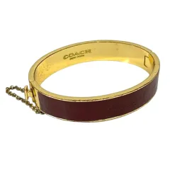 コーチ COACH バングル ブレスレット アクセサリー ロゴ ゴールド 茶 ブラウン