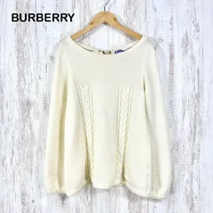 BURBERRY BLUE LABEL バーバリーブルーレーベル バックリボン ケーブルニット ウール モヘヤ ロングスリーブ セーター ホワイト レディース 長袖 トップス