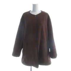 シップス SHIPS ボアジャケット 上着 茶 ブラウン ノーカラー 長袖 パイピング /AB ■OS