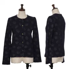 コムコム コムデギャルソンCCOMME des GARCONS 総柄プリントニットカーディガン 紺グレーSSのサムネイル