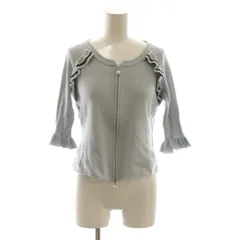 ルネ Rene カーディガン 36 水色 ライトブルー 七分袖 ラウンドネック フリルデザイン /AG ■OS