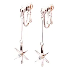 【新品】 LOKUMI イヤリング 金属アレルギー対応 日本製 シリコンカバー付 スパークル ビジュー スパーク シンプル 揺れる ロング シルバー ゴールド ピンクゴールド 金メッキ K24メッキ ネジ式 金属アレルギー対応イヤリング ne-67 (ピンクゴ