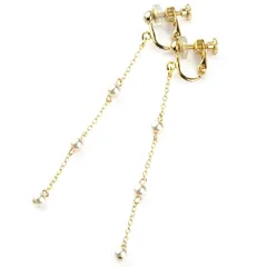 【新品】 クリスタル パール & K14GF チェーン 揺れる ステーション イヤリング レディース 金属アレルギー 対応 ニッケルフリー 1