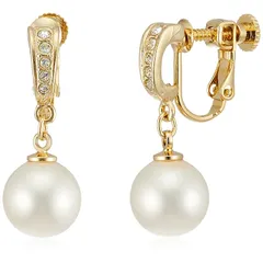 【新品】 [ジュエリーショップエム] 日本製 直結 ストーン 貝パール 真珠 シンプル イヤリング ねじ式 レディース ゴールド e0131-G 10mm