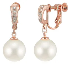 【新品】 [ジュエリーショップエム] 日本製 直結 ストーン 貝パール 真珠 シンプル イヤリング ねじ式 レディース ピンクゴールド e0131-PG 12mm