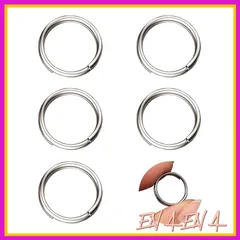 [Mesanda] チタン合金 キーリング キーホルダー 二重リング 平キーリング 外径 10mm/12mm/14mm/18mm/25mm 軽量 頑丈 防錆 脱落防止 紛失防止 シルバー (14mm/5個入り) 1