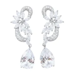 【新品】 【irismile】イヤリング ラグジュアリー クリスタル ドロップイヤリング ティアドロップ ジルコニア シルバー パーティー ウェディング ブライダル 舞台 (05)