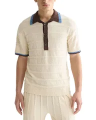 スコッチアンドソーダ メンズ トップス ポロシャツ ニット Scotch Soda Structured Knitted Loose Fit Polo Shirt Eggnogのサムネイル