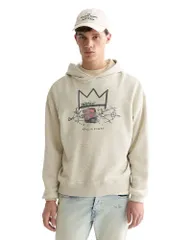 スコッチアンドソーダ メンズ アウター パーカー・スウェット リラックスフィット Scotch Soda Basquiat Washed Artwork Relaxed Fit Hoodie Oatmのサムネイル
