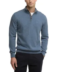 バブアー メンズ アウター ニット・セーター ハーフジップ コットン Barbour Cotton Half Zip Knitted Jumper Sweater Dusk Blue ブルーのサムネイル