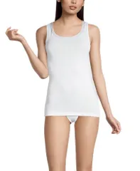 オスカリト レディース トップス タンクトップ サテン コットン Oscalito Cotton Scoop Neck Tank Top with Satin Trim White ホワイトのサムネイル