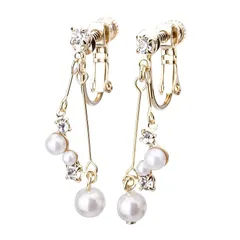 【新品】 LOKUMI イヤリング 金属アレルギー対応 日本製 シリコンカバー付 パール ビジュー レディース シンプル 揺れる ショート ロング シルバー ゴールド ピンクゴールド 金メッキ K24メッキ ネジ式 金属アレルギー対応イヤリング ne-74 (