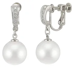 【新品】 [ジュエリーショップエム] 日本製 直結 ストーン 貝パール 真珠 シンプル イヤリング ねじ式 レディース シルバー e0131-R 12mm