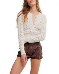 フリーピープル レディース アウター カーディガン Free People Pretty In Pointelle Cardigan Ivory アイボリー