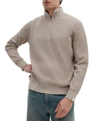 ラグアンドボーン メンズ アウター ニット・セーター ハーフジップ rag bone Caden Washed Quarter Zip Sweater Taupe トープのサムネイル