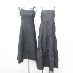 アプレジュール apres jour キャミワンピース 2枚セット ロング ティアード フクレジャガード チャーム ツィード 黒 ブラック F