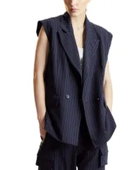 シンシアローレイ レディース アウター ベスト Cynthia Rowley Oversizedouble Breasted Vest Navy ネイビーのサムネイル