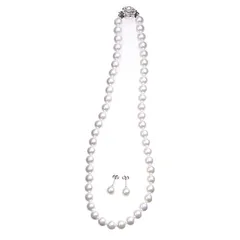 【新品】 [アウローラ] 花珠高級オーロラ本貝パール8mmネックレス イヤリング ピアス セット 日本製 16インチ 宝飾店仕様 結婚式 冠婚葬祭 入学式 卒業式 akシリーズ 1