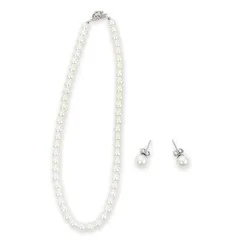 【新品】 [神戸レタス] 選べる 2タイプ パールネックレス パールイヤリング or パールピアス 2点セット [J1086] フリー 46cm ピアスセット 1