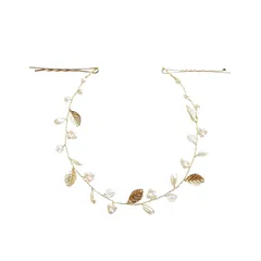 【新品】 【MUK公式】へアクアセサリーレディース フォーマル パーティー人気 ヘッドドレス リーフパールヘッドドレス 普段使い ジュエリー ギフト ファッション かわいい おしゃれ アクセサリー ヘアアレンジ 結婚式 (ゴールド) プレゼント