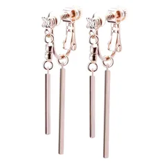 【新品】 LOKUMI イヤリング 金属アレルギー対応 日本製 シリコンカバー付 バー ビジュー レディース シンプル 揺れる ロング シルバー ゴールド ピンクゴールド 金メッキ K24メッキ ネジ式 金属アレルギー対応イヤリング ne-68 (ピンクゴール