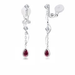 【新品】 FH.bird ルビー イヤリング レディース 揺れる 大人 金属アレルギー対応 ノンホールピアス 痛くない イヤリング 赤 7月誕生石 パーティー 誕生日 母の日 プレゼント 母の日 ギフト 入学式 卒業式 女性 ジュエリー 20代 30代 4 0