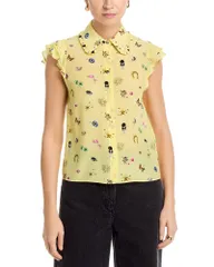アリスアンドオリビア レディース トップス シャツ シルク ブラウス Alice and Olivia Martel Silk Flutter Sleeve Blouse Lucky Starのサムネイル