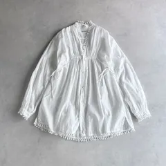 KAPITAL キャピタル / 長袖 コットン タッセルトリム ギャザー ブラウス チュニック シャツ / レディース XS/0 / ホワイト / 日本製 / ブラウス トップスのサムネイル