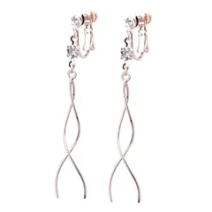 【新品】 LOKUMI イヤリング 金属アレルギー対応 日本製 シリコンカバー付 ウェイビー スパイラル レディース シンプル 揺れる ロング シルバー ゴールド ピンクゴールド 金メッキ K24メッキ ネジ式 金属アレルギー対応イヤリング ne-81 (ピン