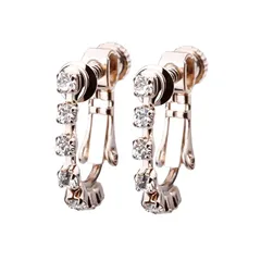 【新品】 LOKUMI イヤリング 金属アレルギー対応 日本製 シリコンカバー付 ラインストーン レディース シンプル ビジュー シルバー K24 ゴールド ピンクゴールド 金メッキ K24メッキ ネジ式 ネジバネ 金属アレルギー対応イヤリング ne-25 (