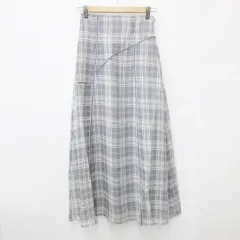 リゼクシー RESEXXY スカート フレアースカート ロング チェック 切替 テープ ブルー ホワイト 青 白 F