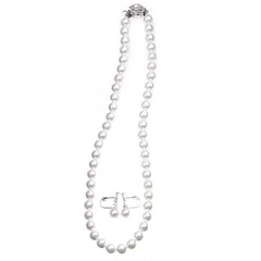 【新品】 [アウローラ] 花珠高級オーロラ本貝パール8mmネックレス イヤリング ピアス セット 日本製 16インチ 宝飾店仕様 結婚式 冠婚葬祭 入学式 卒業式 akシリーズ