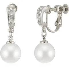 【新品】 [ジュエリーショップエム] 日本製 直結 ストーン 貝パール 真珠 シンプル イヤリング ねじ式 レディース シルバー e0131-R 10mm
