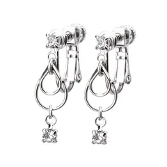 【新品】 LOKUMI イヤリング 金属アレルギー対応 日本製 シリコンカバー付 ドロップ ビジュー レディース シンプル 揺れる ビジュー シルバー K24 ゴールド ピンクゴールド 金メッキ K24メッキ ネジ式 ネジバネ 金属アレルギー対応イヤリング n